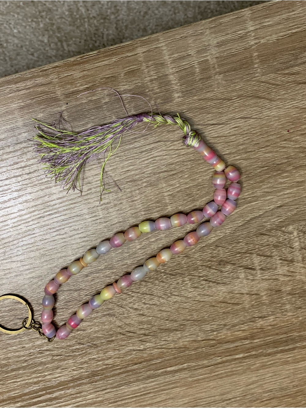 Pink Multi-Color Beaded Bracelet with Tassel